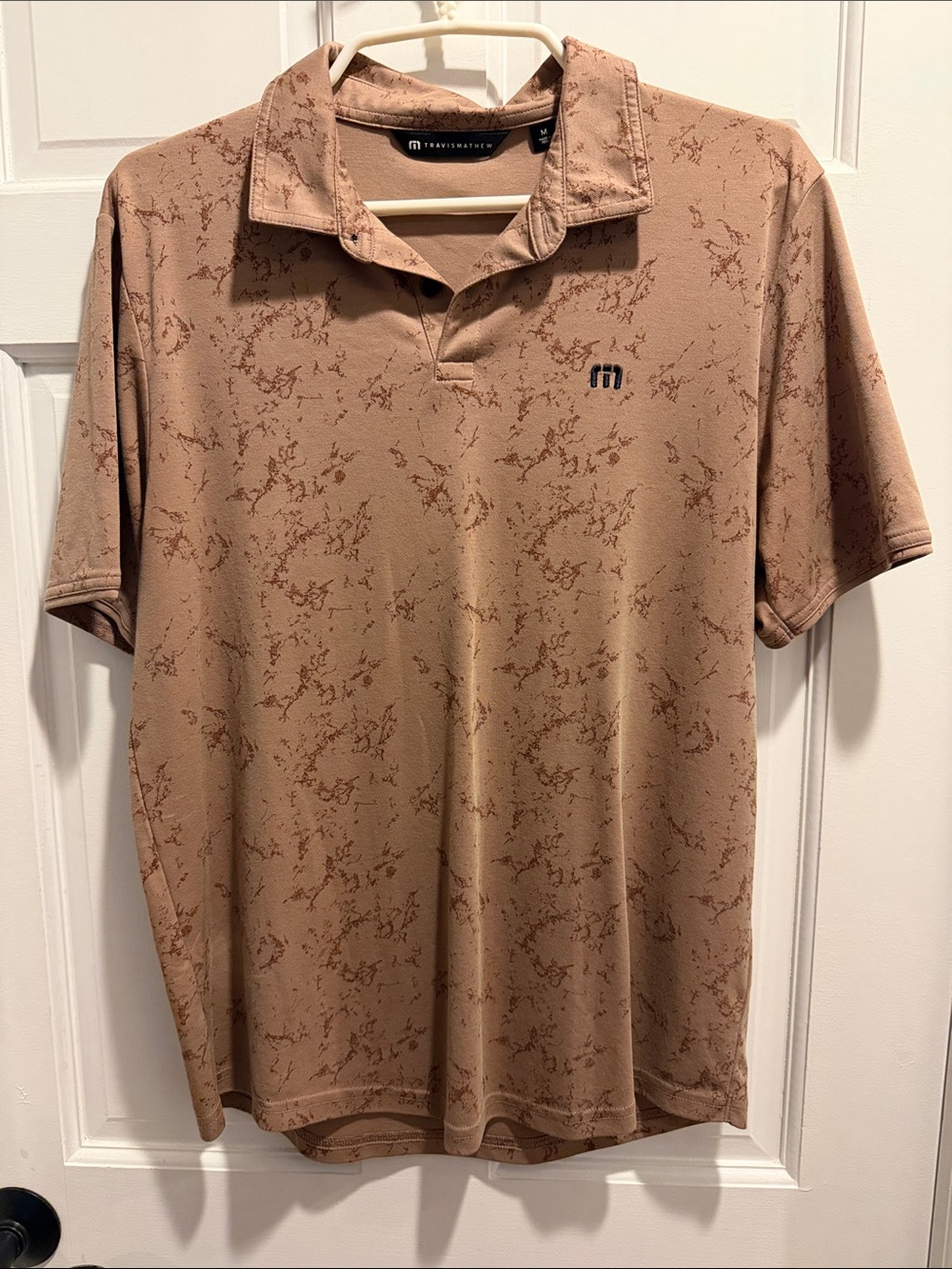 Travis Mathew Beige/Tan Marbled Performance Polo